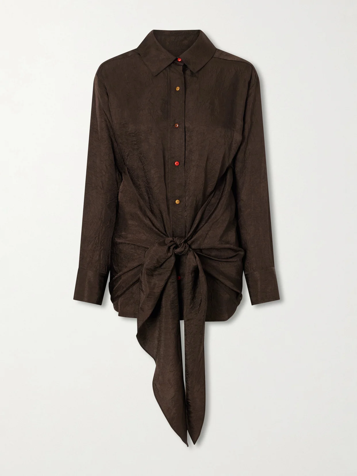 Arroyo Knotted Crinkled-satin Shirt - 1