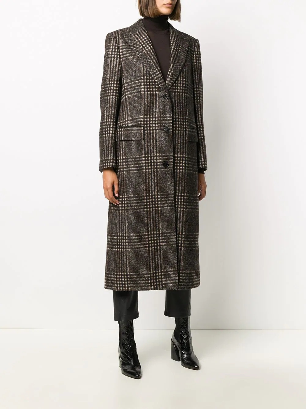 checked long-length coat - 3