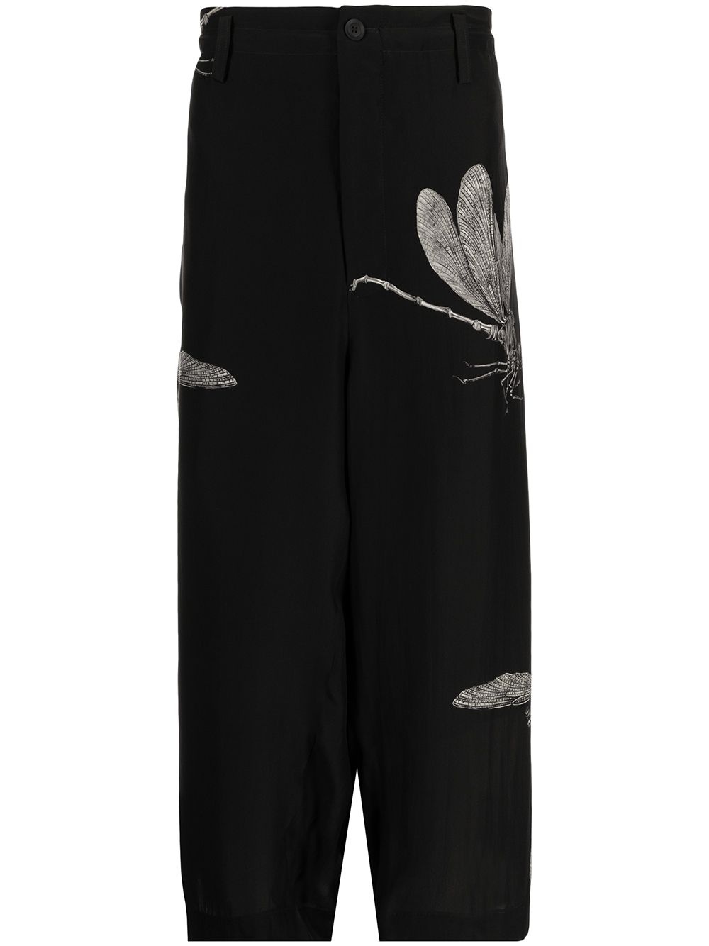 leaf-print silk trousers - 1