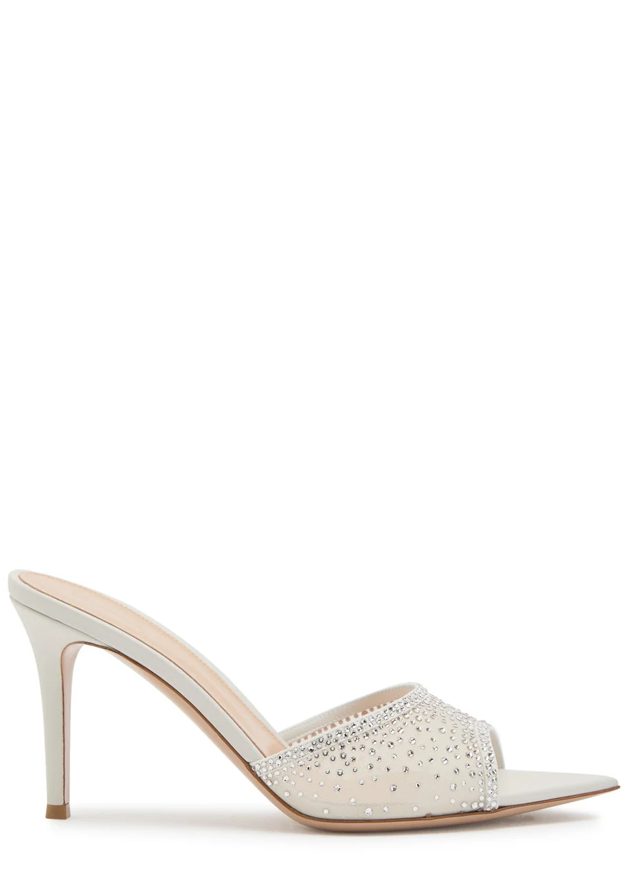 Gianvito Rossi Rania 85 Crystal-embellished Mesh Mules - 1