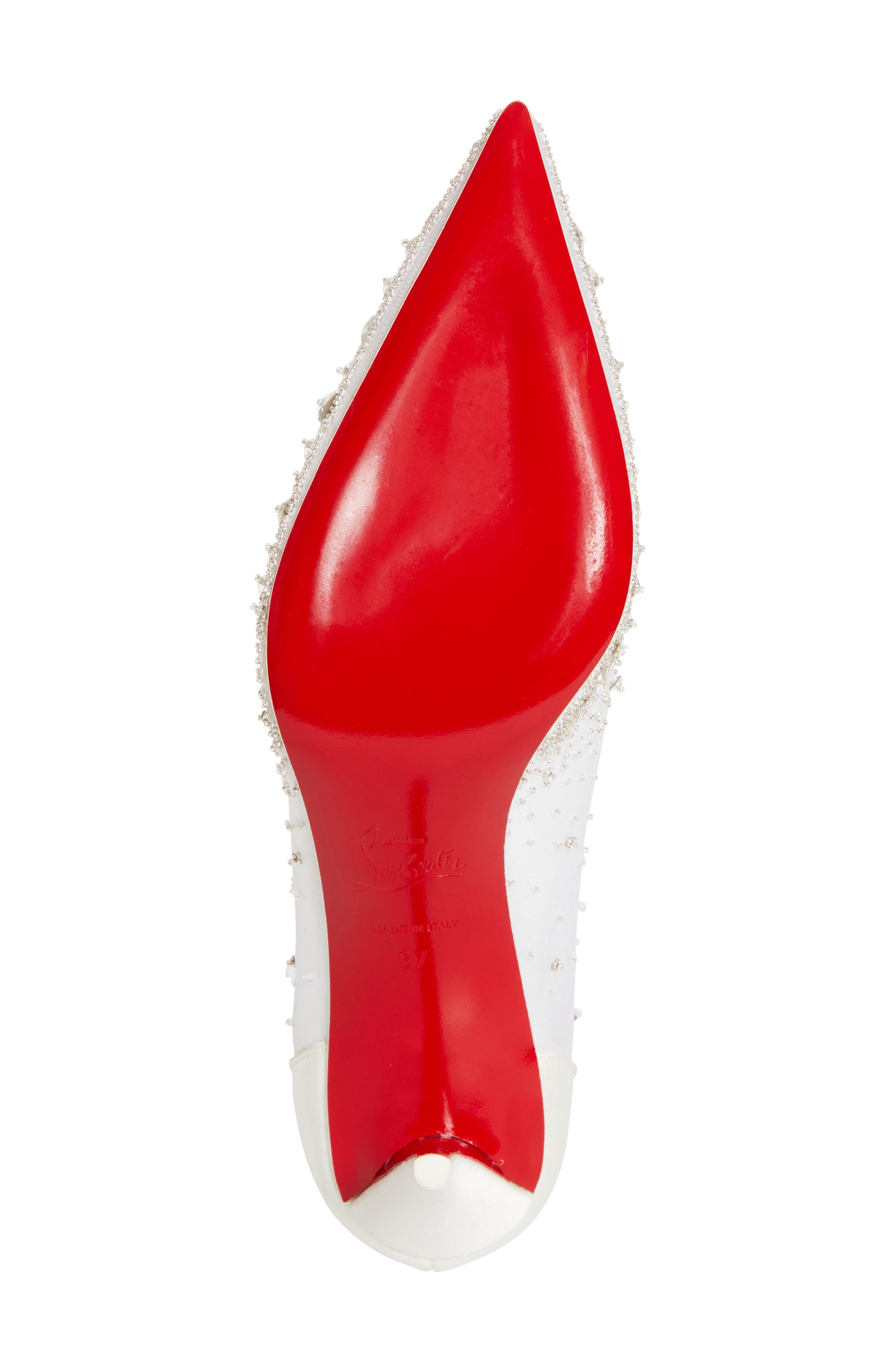 Christian Louboutin Miss Z Crystal Beaded Mesh Pump in Version Ivory at Nordstrom - 6