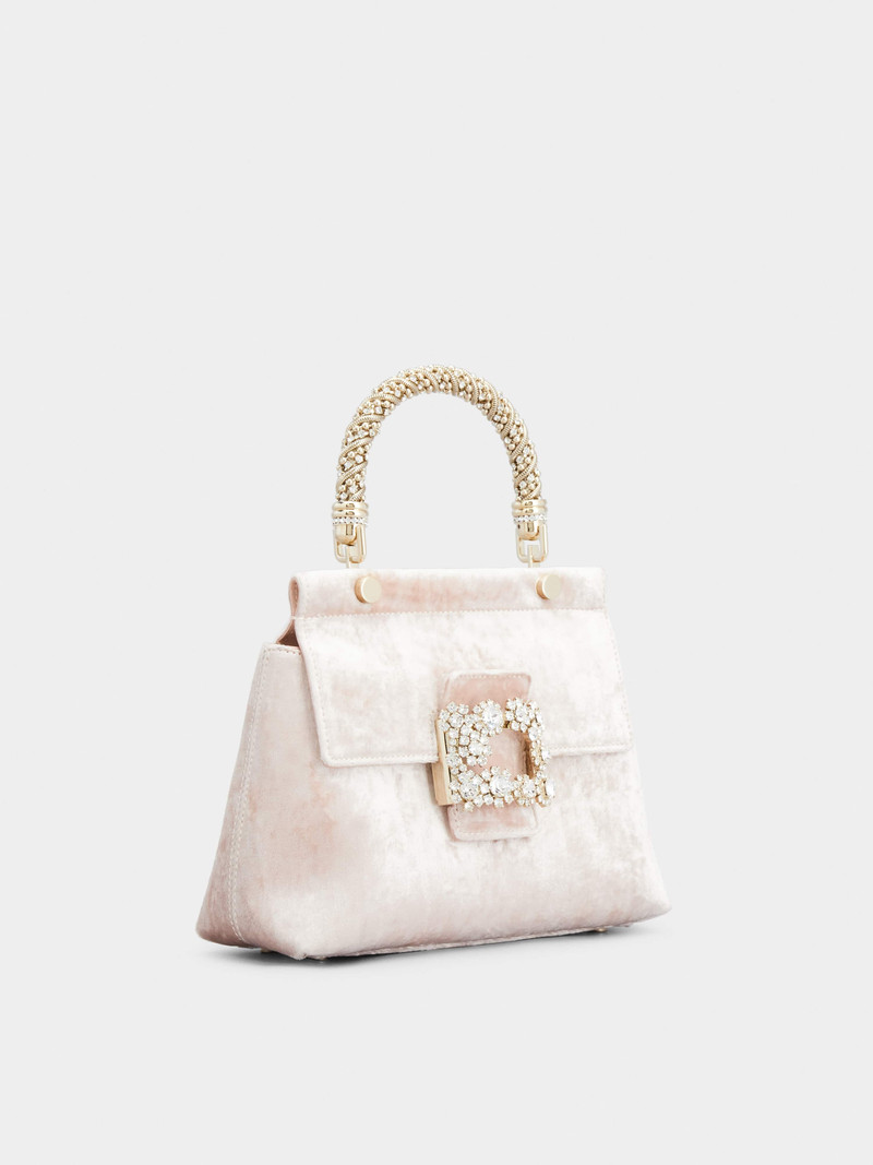 Viv' Flower Strass Jewel Buckle Cabas Mini Bag in Velvet 3