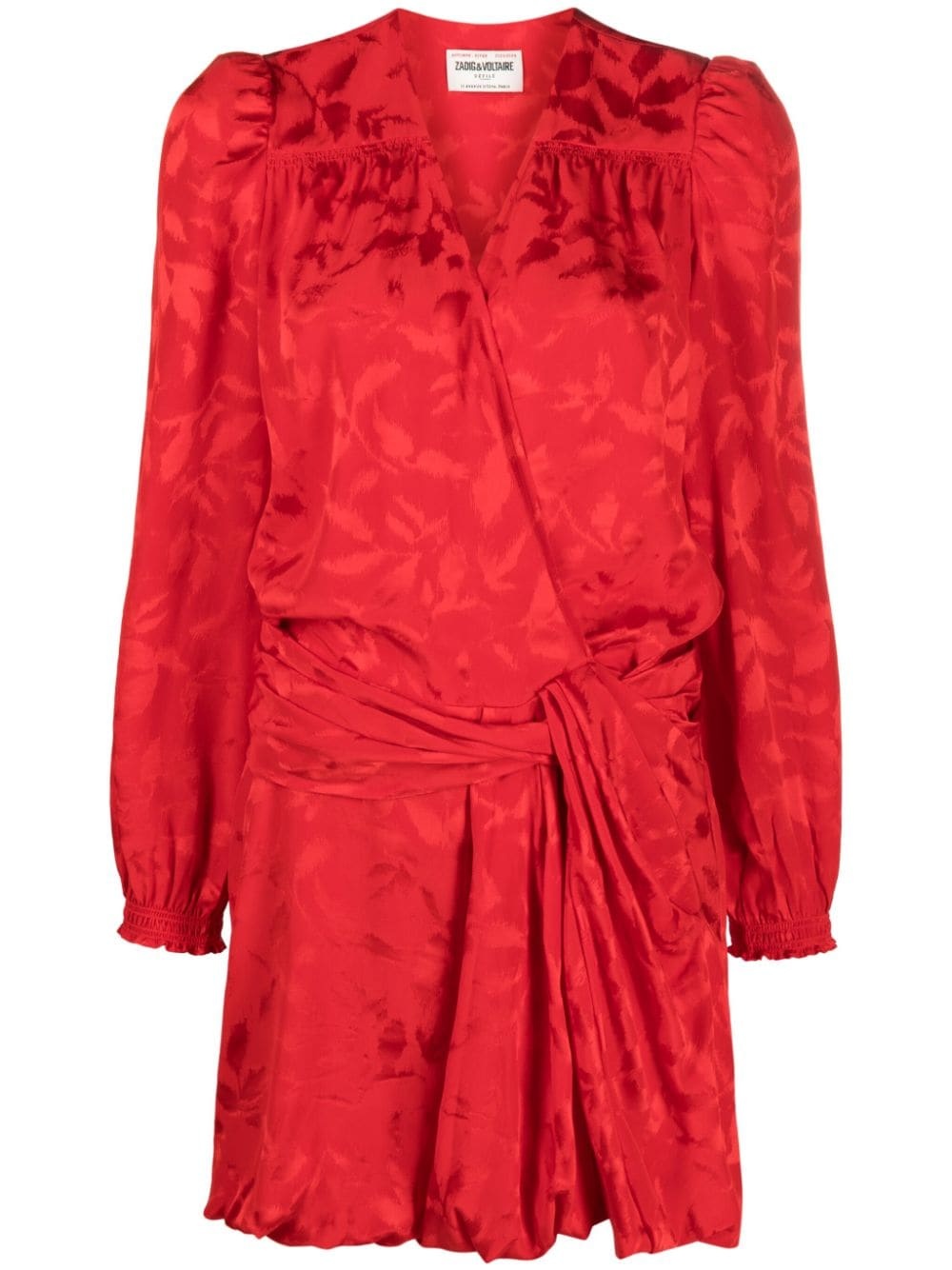 floral-jacquard wrap minidress - 2