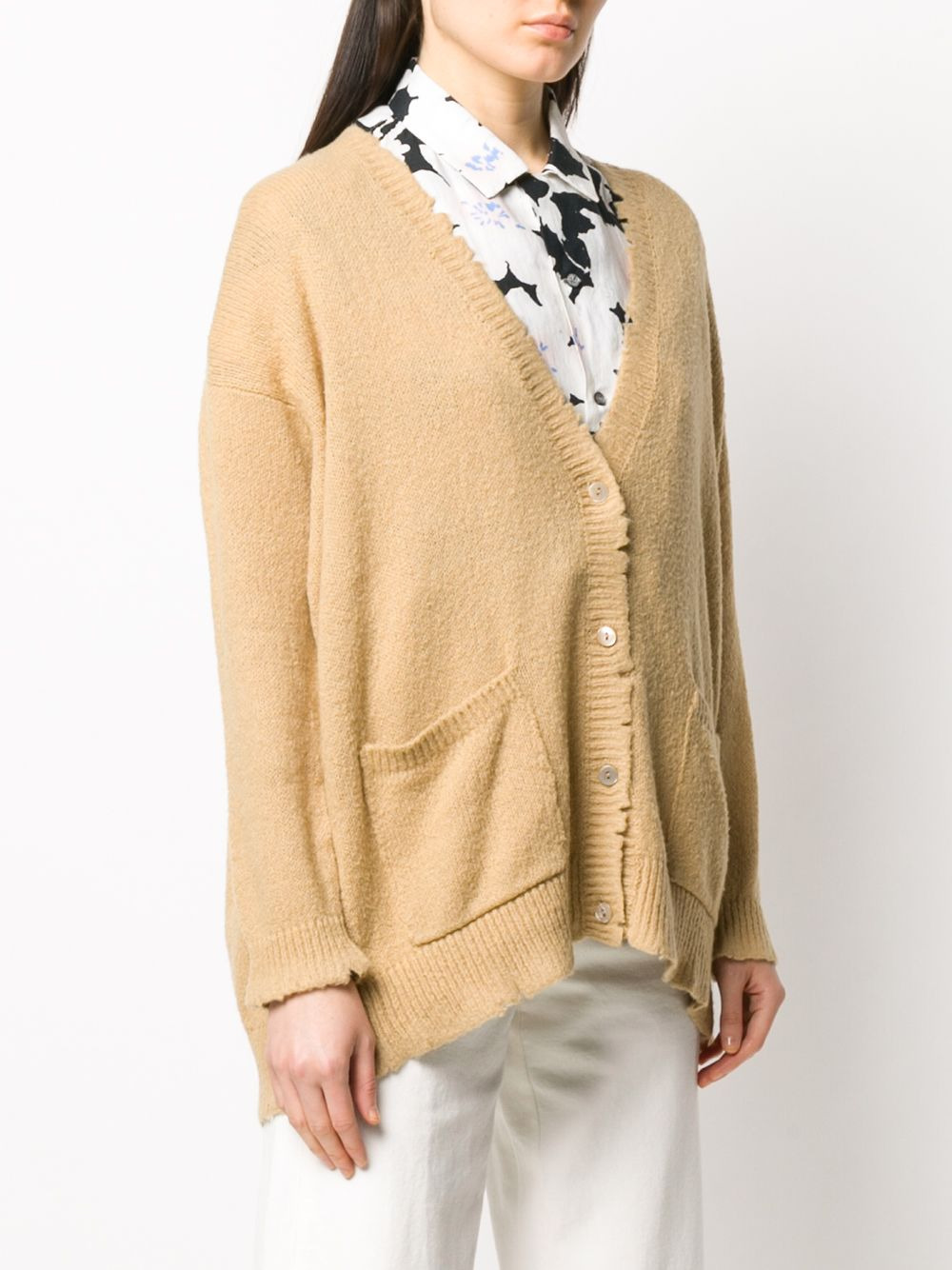 distressed finish oversized cardigan - 3