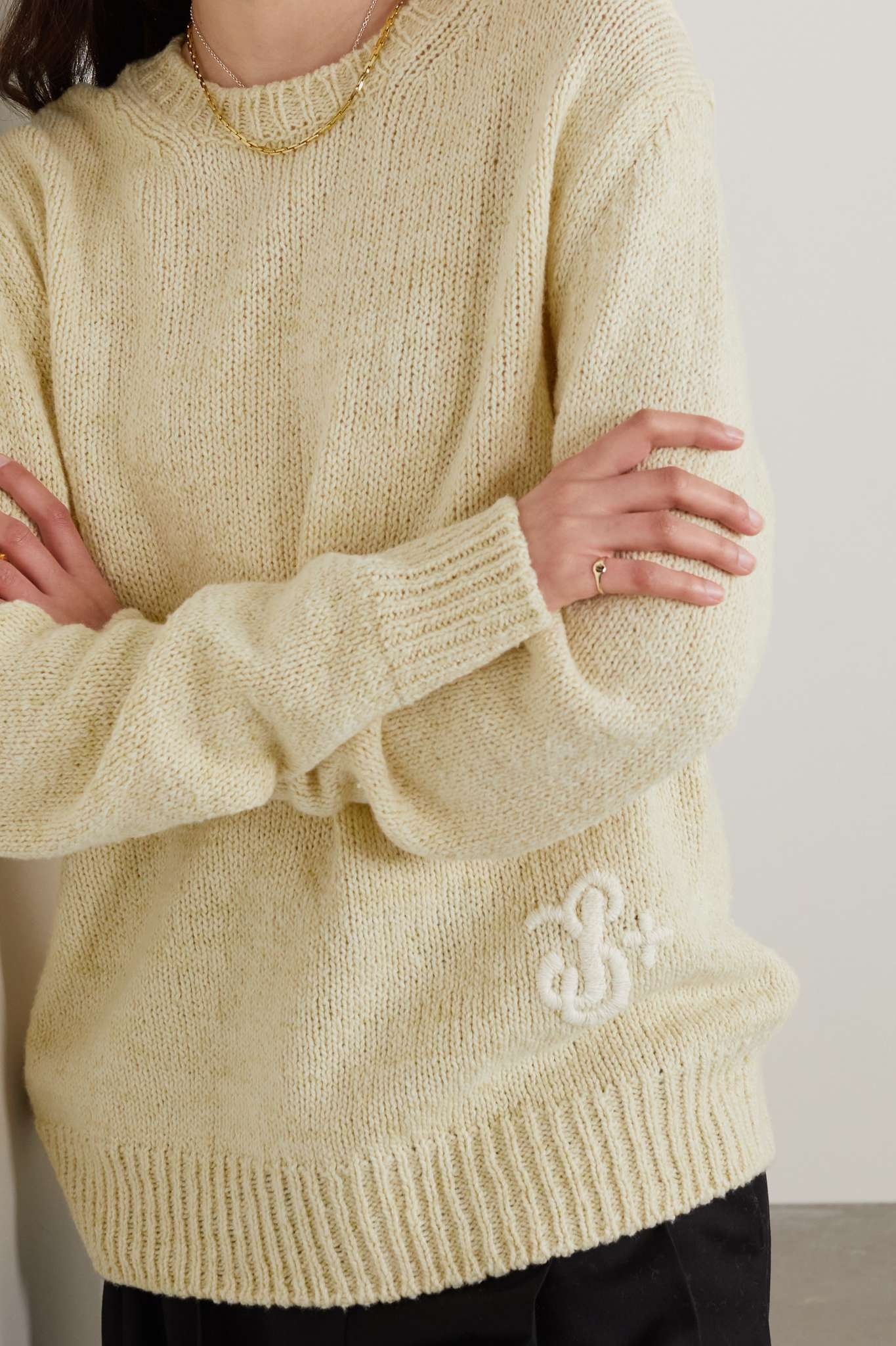 Embroidered cotton and wool-blend sweater - 3