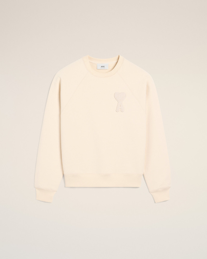 BEIGE COTTON AMI DE COEUR PATCH SWEATSHIRT 1