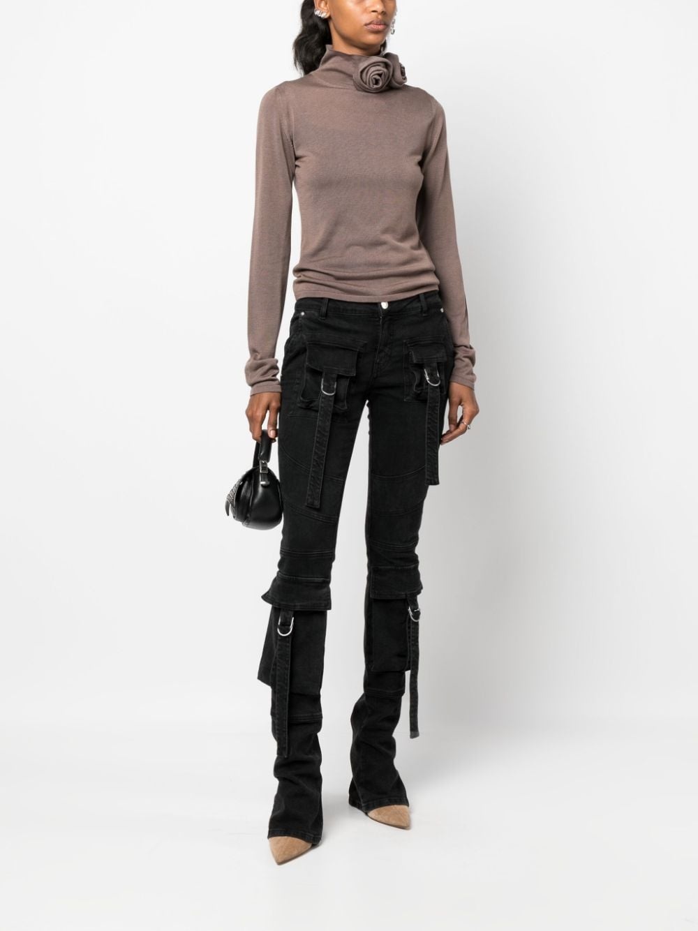 floral-appliquÃ© fine-knit T-shirt - 2