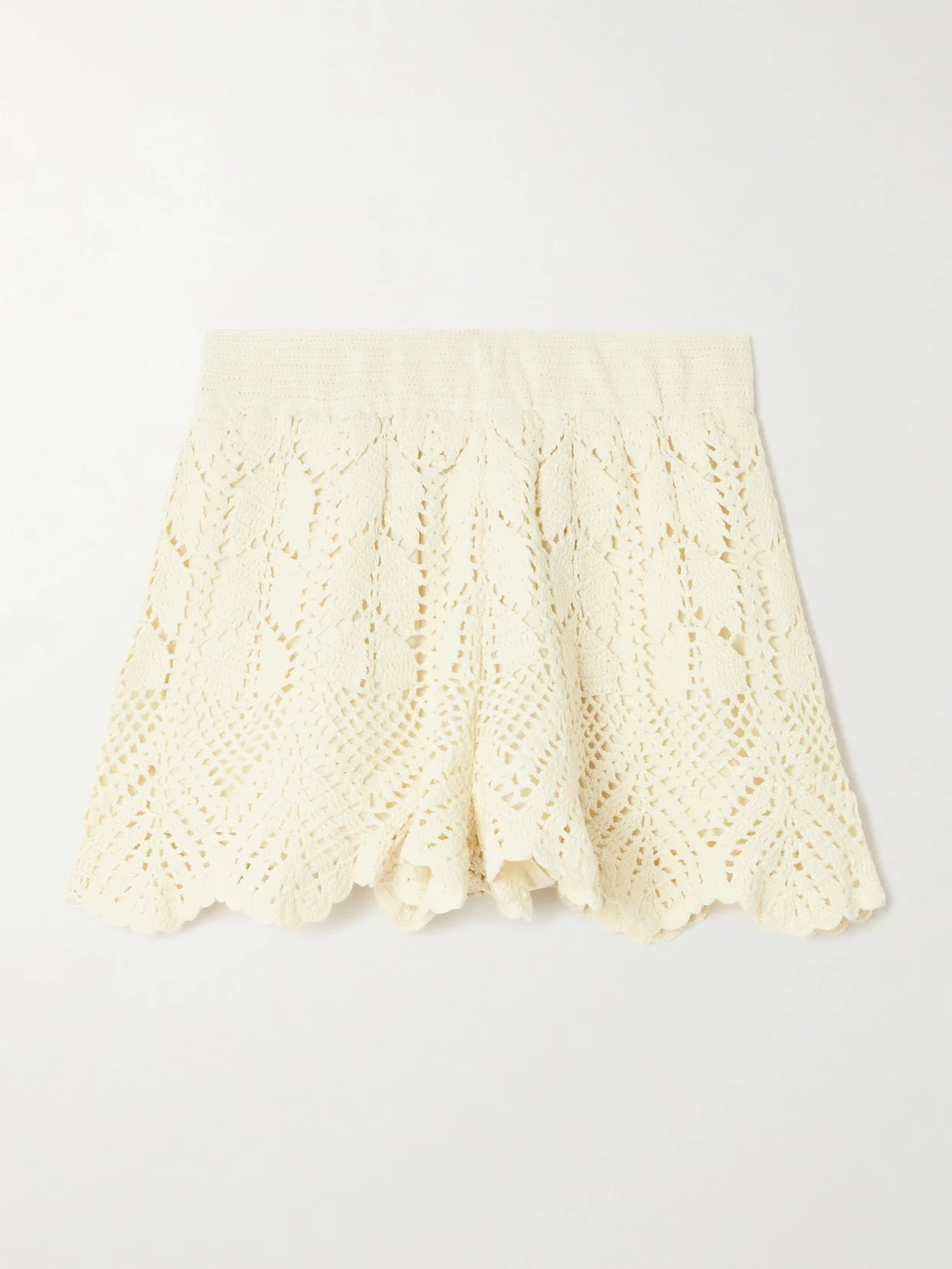 Awaken Scalloped Crocheted Cotton Shorts - 1