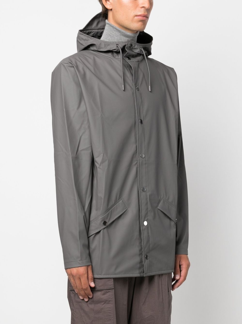 drawstring-hood press-stud parka coat - 4