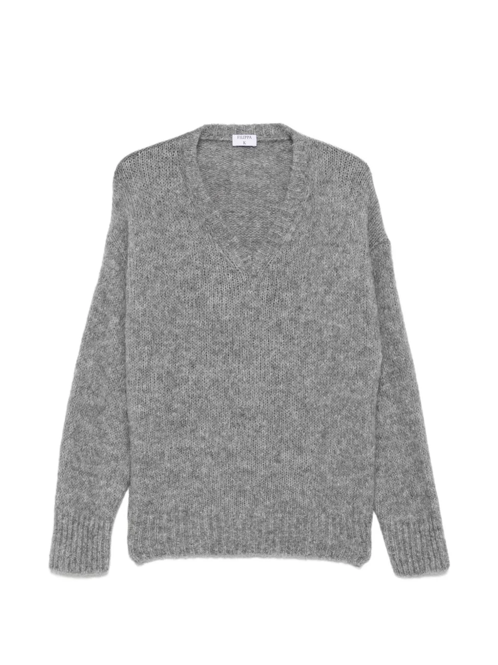 Hairy V-neck knitted sweater - 1