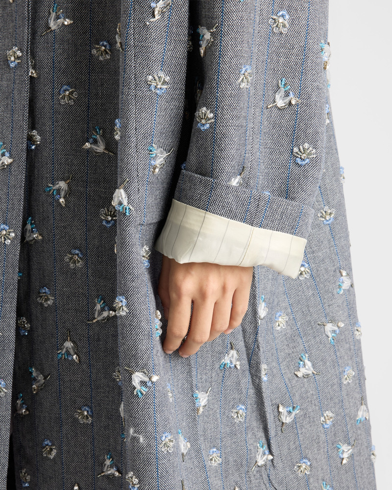 Single-breasted embroidered pinstripe coat 4