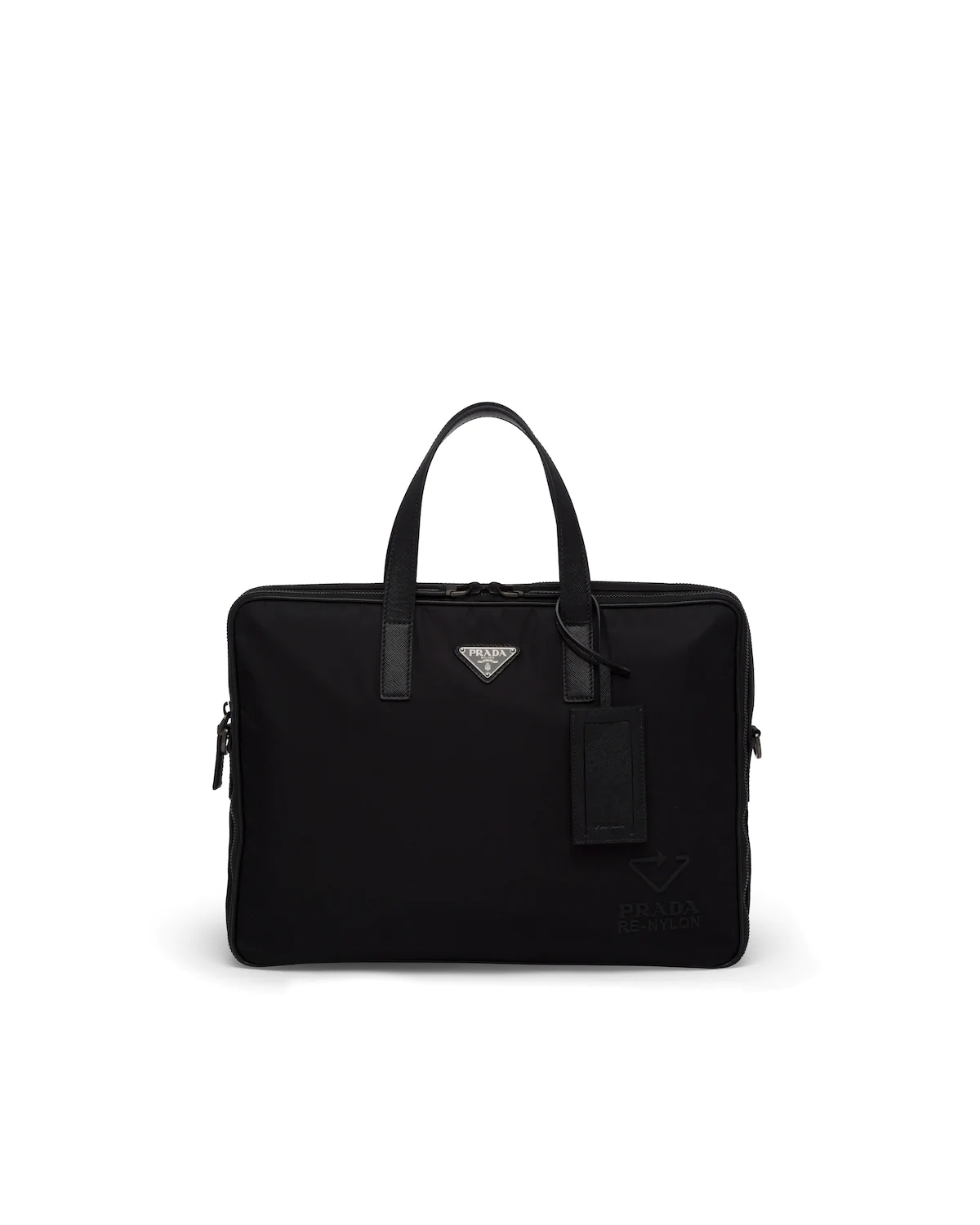 Re-Nylon and leather briefcase - 1