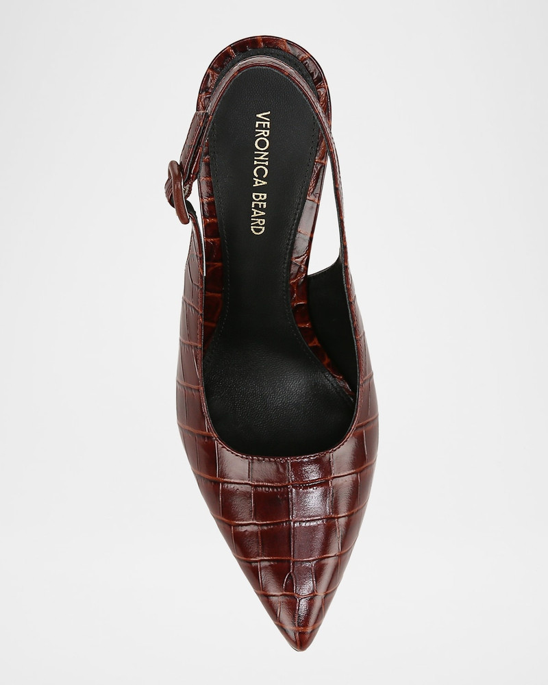 Callie Leather Cap-Toe Slingback Pumps 4