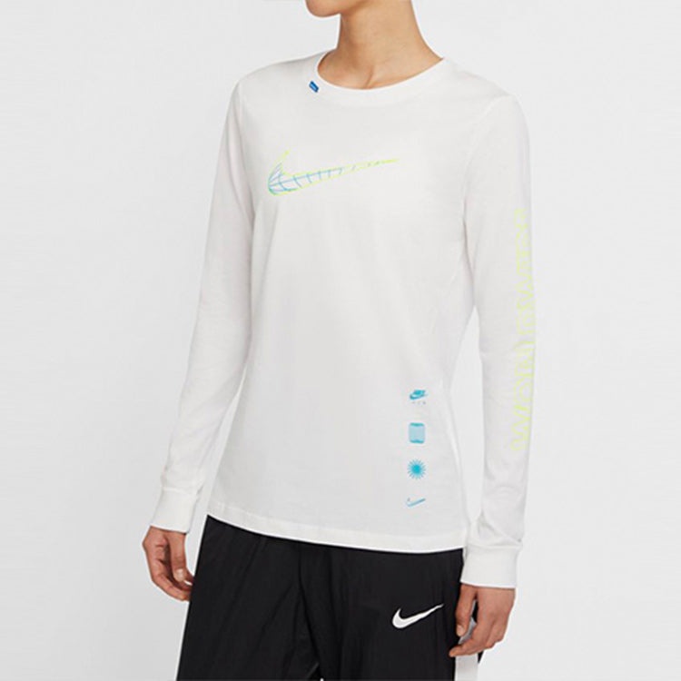 (WMNS) Nike Sportswear Round Neck Long Sleeves Casual White CV9174-100 - 5