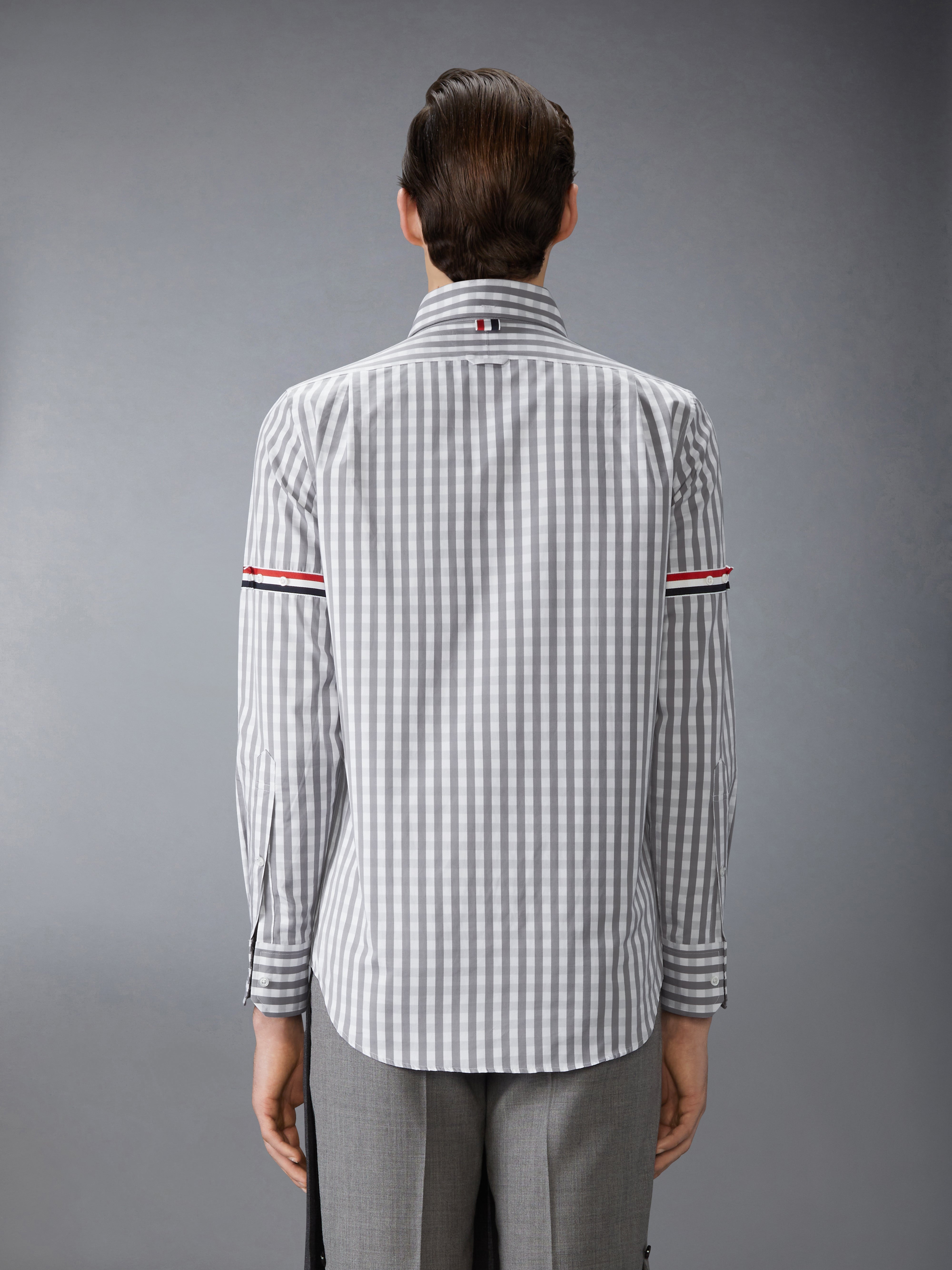 GINGHAM CHECK POPLIN ARMBAND SHIRT - 4