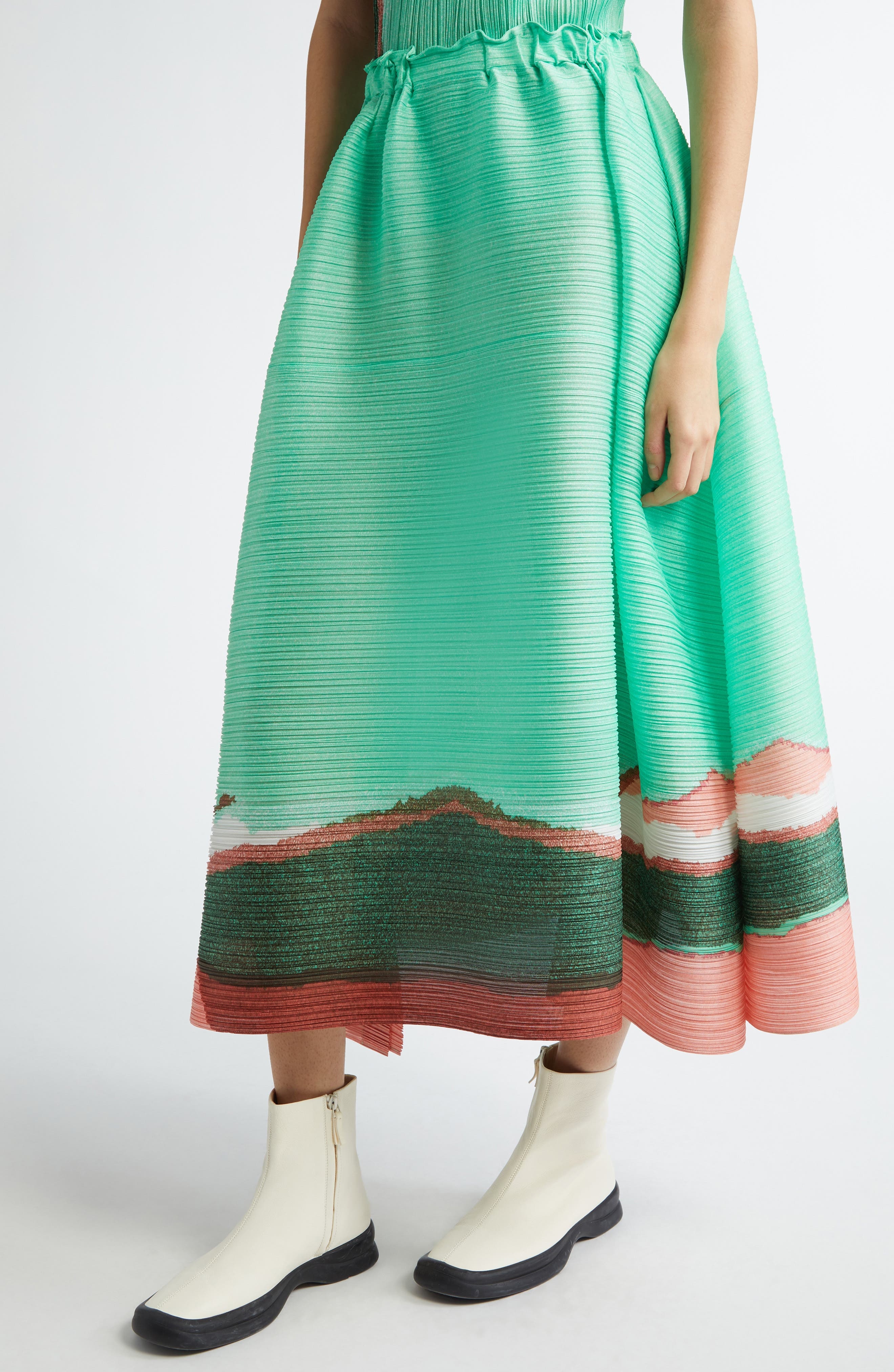 Pleats Please Issey Miyake Grainy Colors Pleated Midi Skirt in Mint Green at Nordstrom - 5