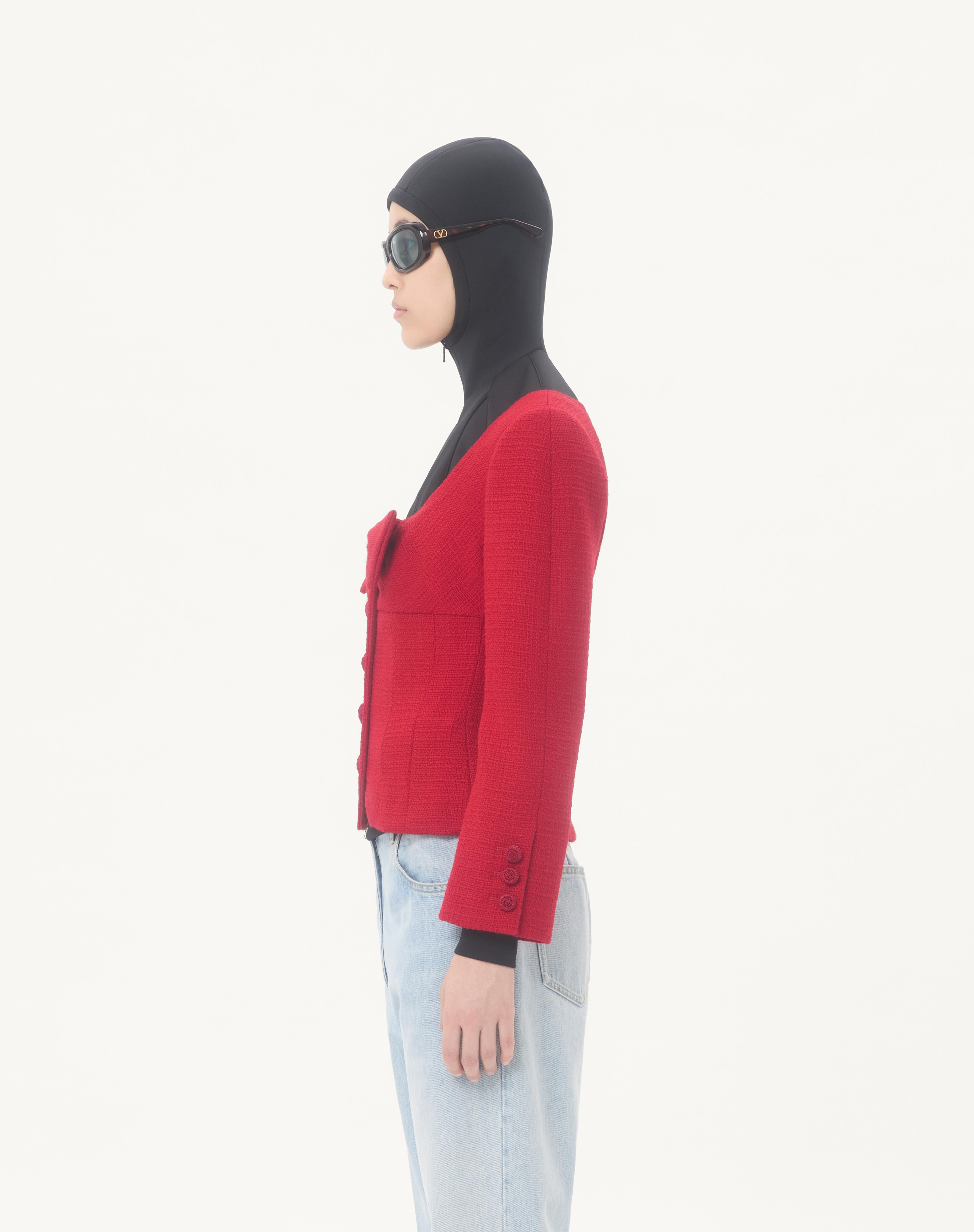 SHORT JACKET IN PLAIN WOOL TWEED - 6