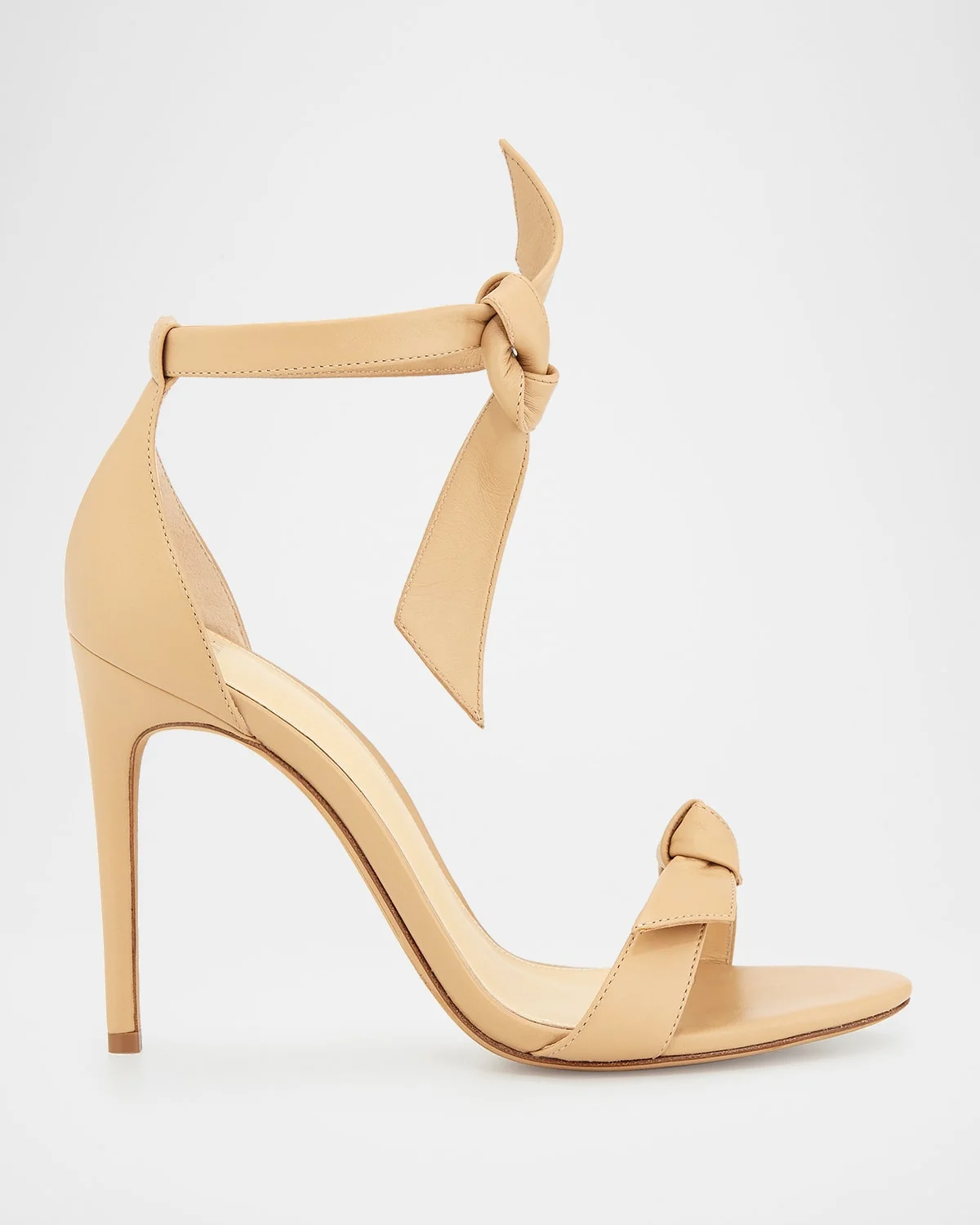 Clarita Bow-Tie Leather Sandals, Nude - 1