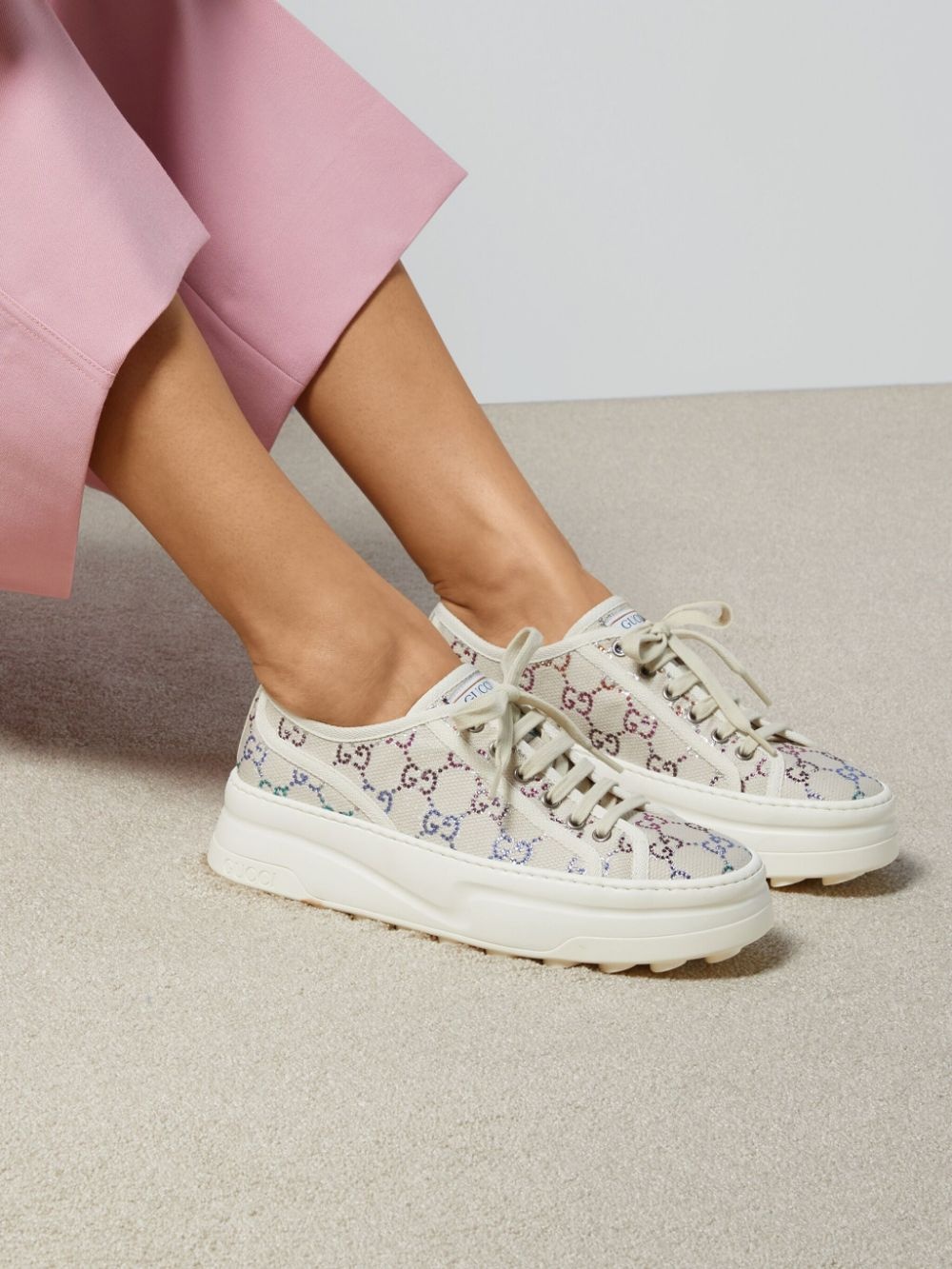 GUCCI GG-embellished lace-up sneakers | farfetch | REVERSIBLE
