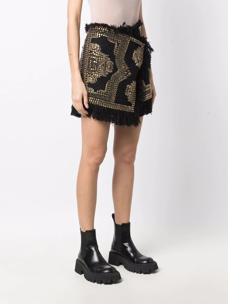 all over studded embroidered tweed skirt 3