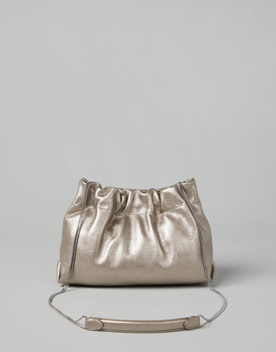 Brunello Cucinelli Lamé calfskin soft bag with precious chain outlook