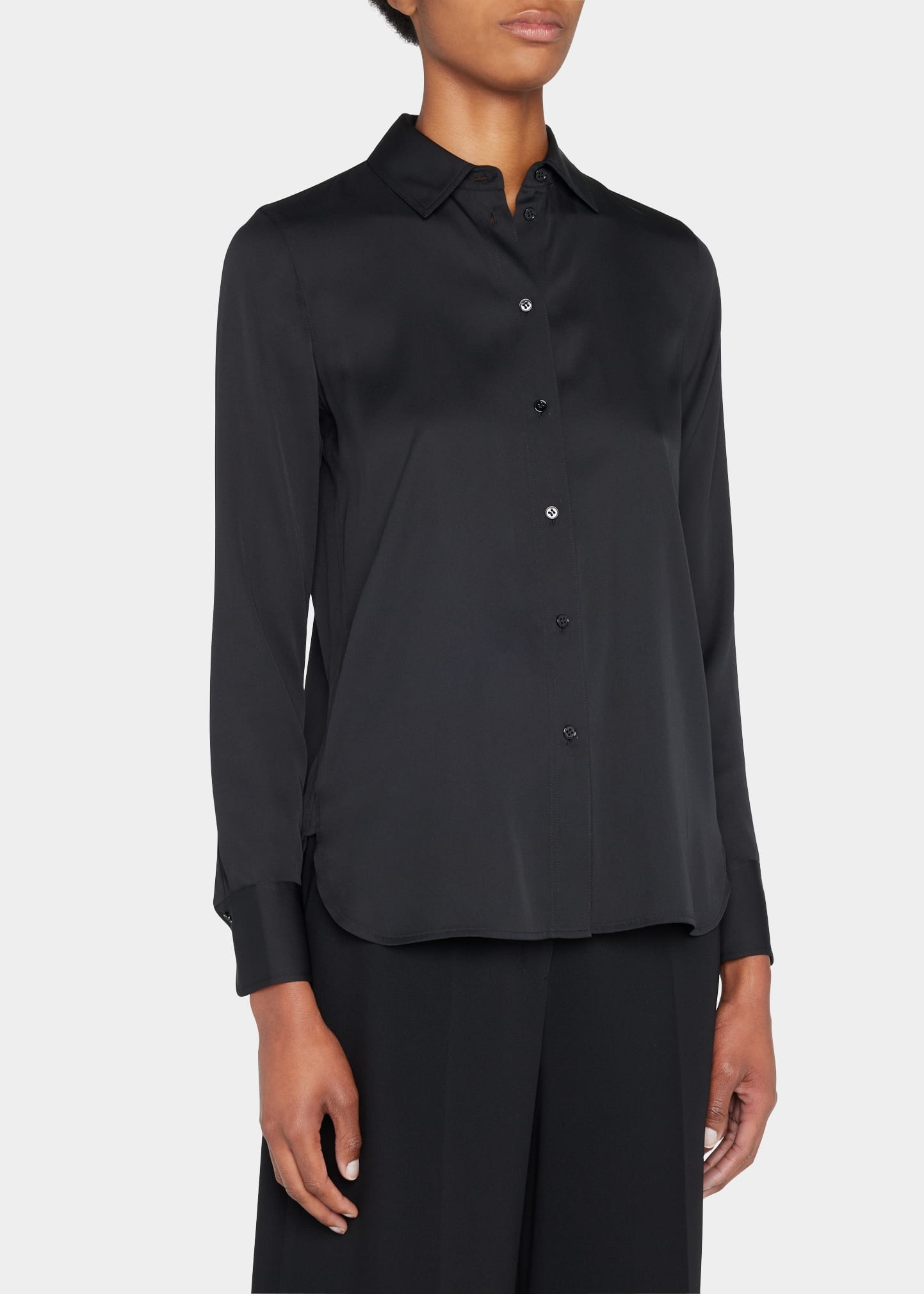 Slim-Fit Long-Sleeve Stretch-Silk Blouse - 3