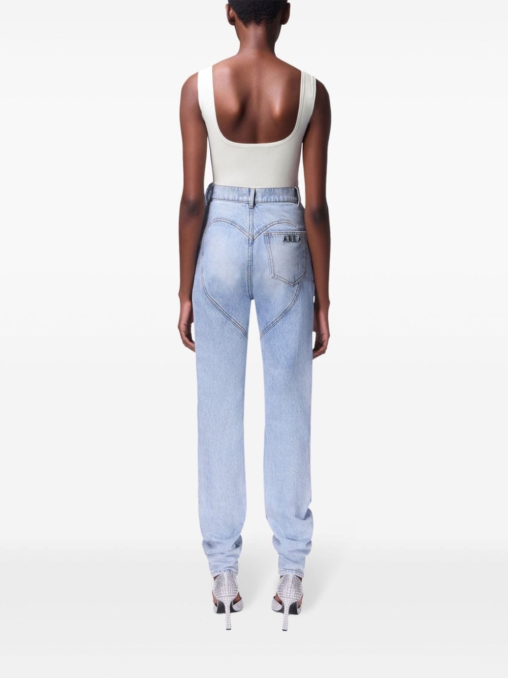 Flower Corsage ankle-zip jeans - 5