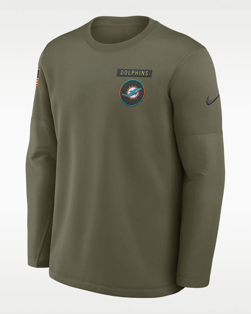 Miami Dolphins Salute to Service Sideline Triumphant Win Coach Men's Nike NFL Pullover Crew 1