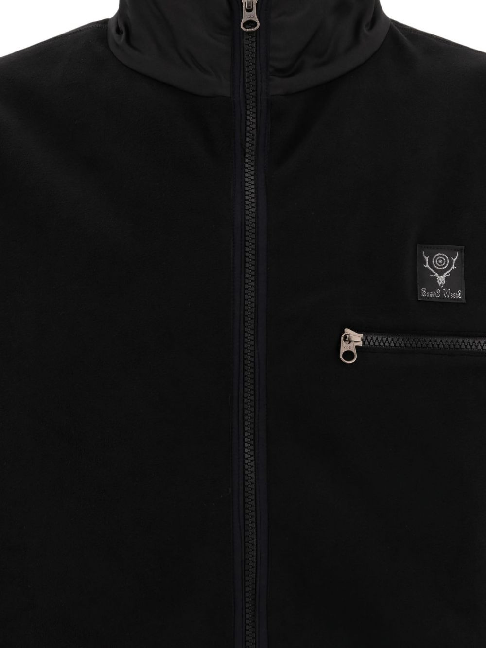 logo-patch zip-front fleece jacket - 3