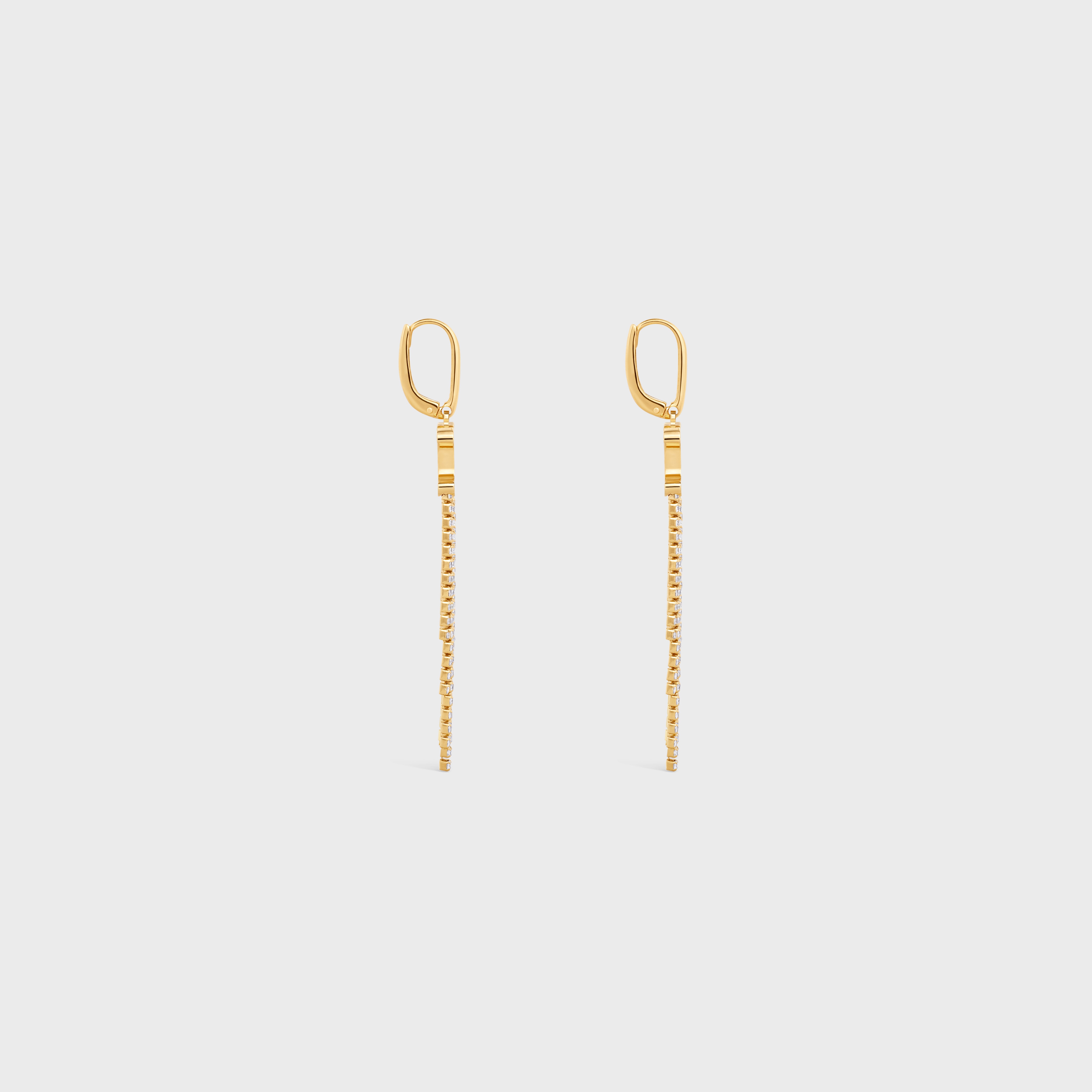 Triomphe Fringe Earrings in Brass with Gold Finish and Strass - 3