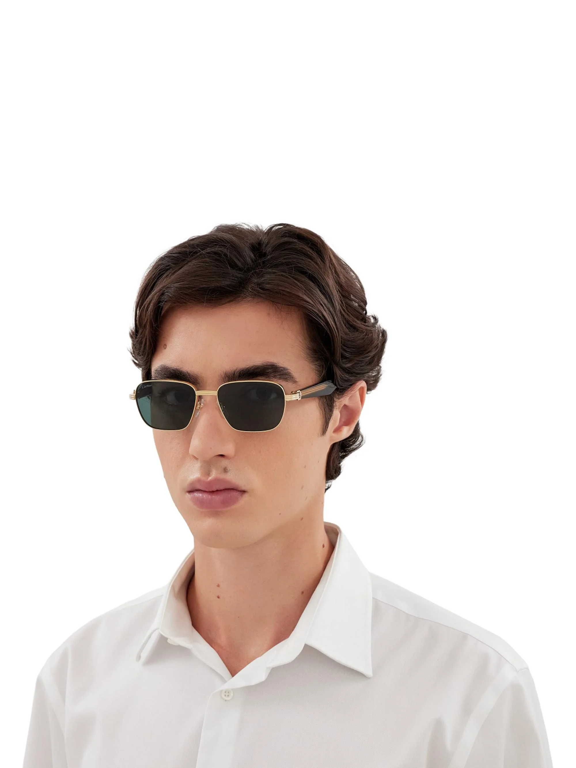 Men's Première De Cartier 53MM Square Sunglasses - Gold Green - 1