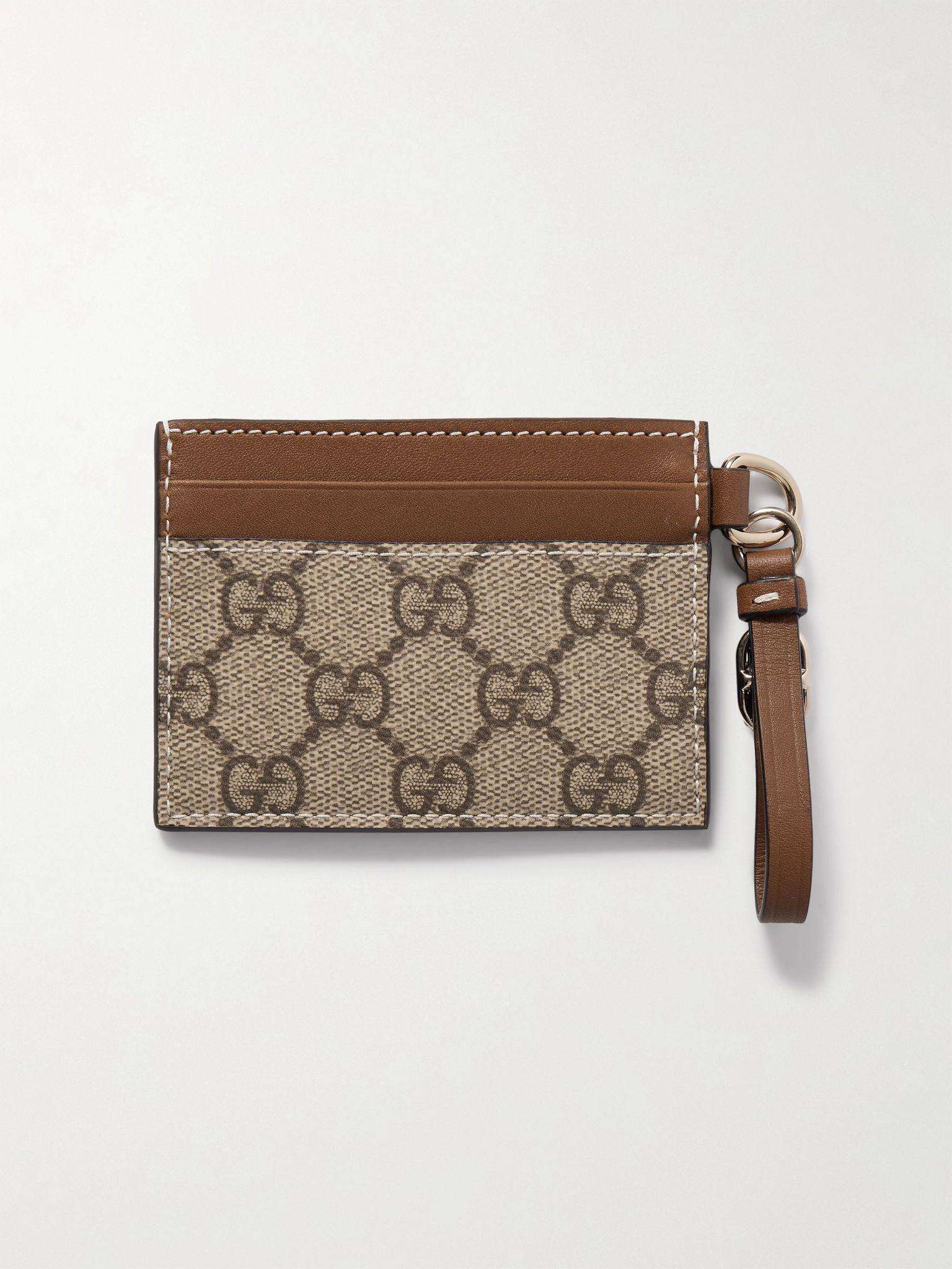 GG Emblem printed coated-canvas and leather cardholder Brown - 3