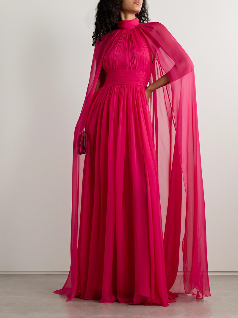 ZUHAIR MURAD Cape-effect Gathered Silk-chiffon Gown outlook