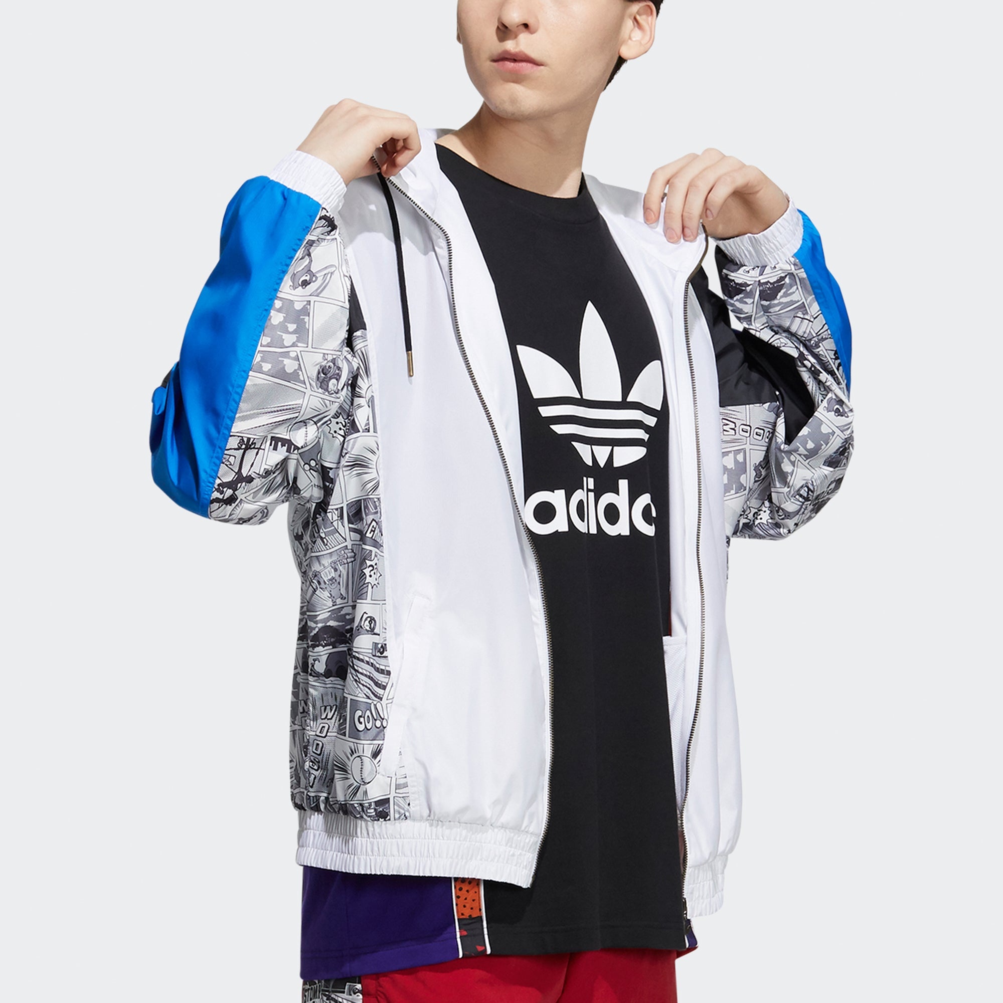 adidas originals x Disney Crossover Manga Wb Pattern Sports Hooded Jacket White HD9078 - 5