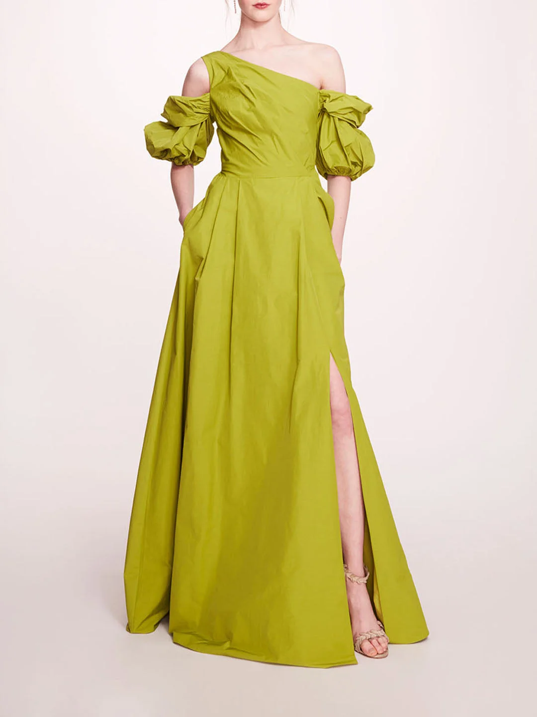 BUBBLE SLEEVE TAFFETA GOWN - 1