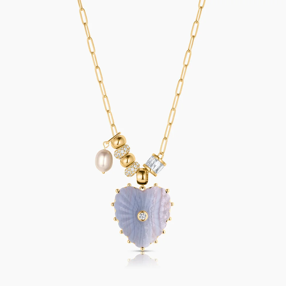 Soirée Blue Lace Heart Necklace - 1