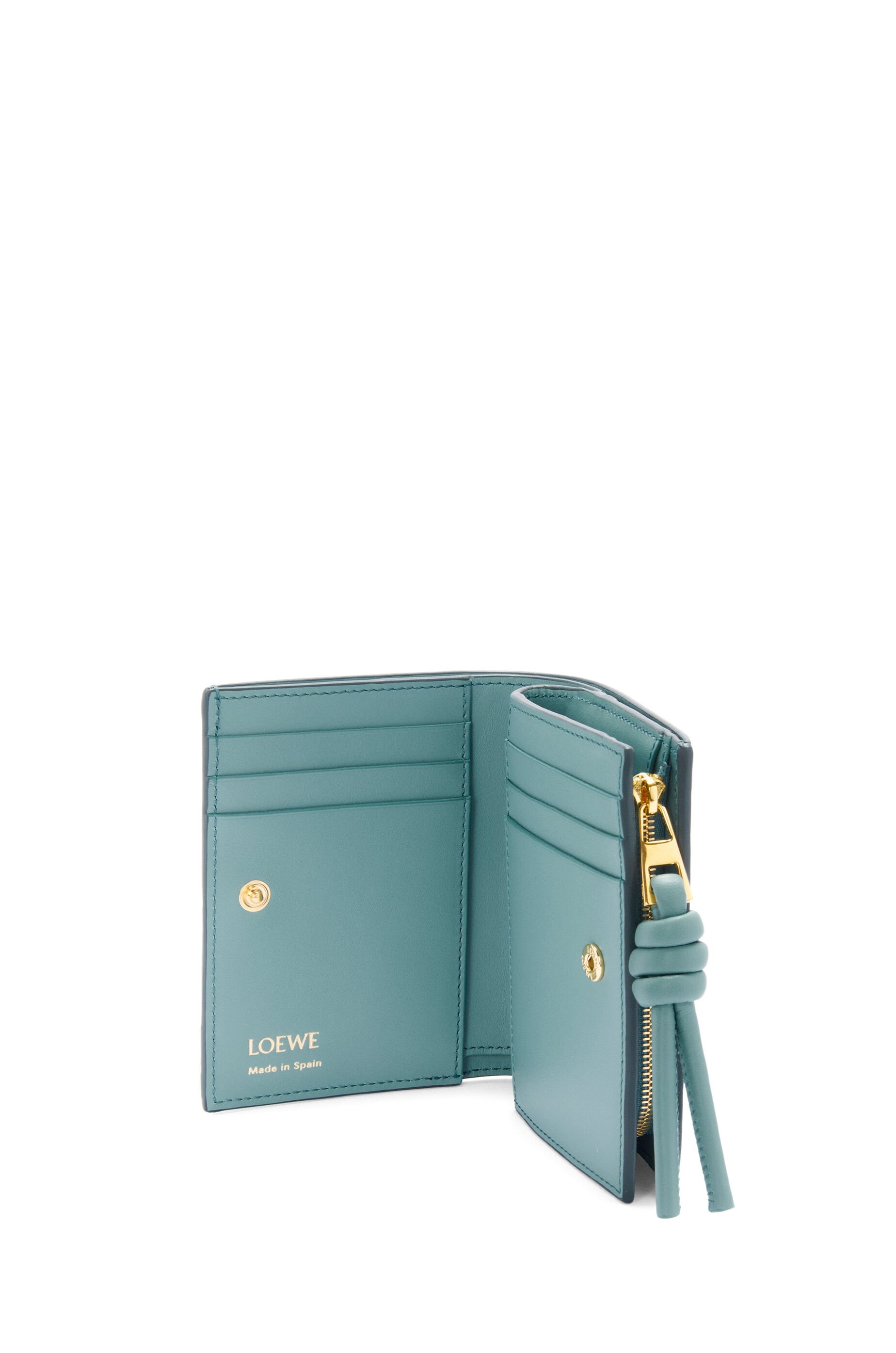 Knot compact wallet in shiny nappa calfskin - 3