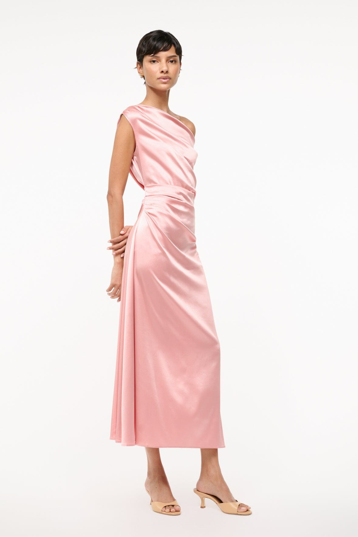 STAUD PHARE SILK DRESS ROSE - 3