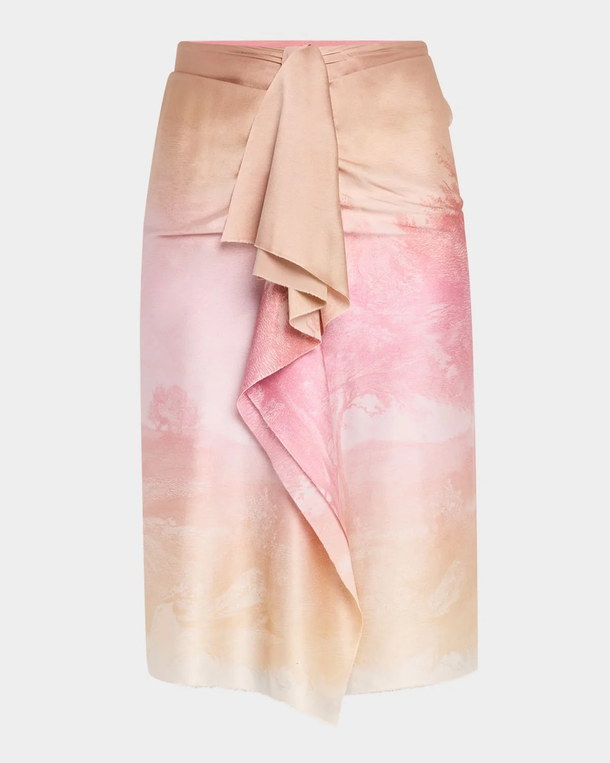 Ombre Landscape-Print Draped Skirt - 1