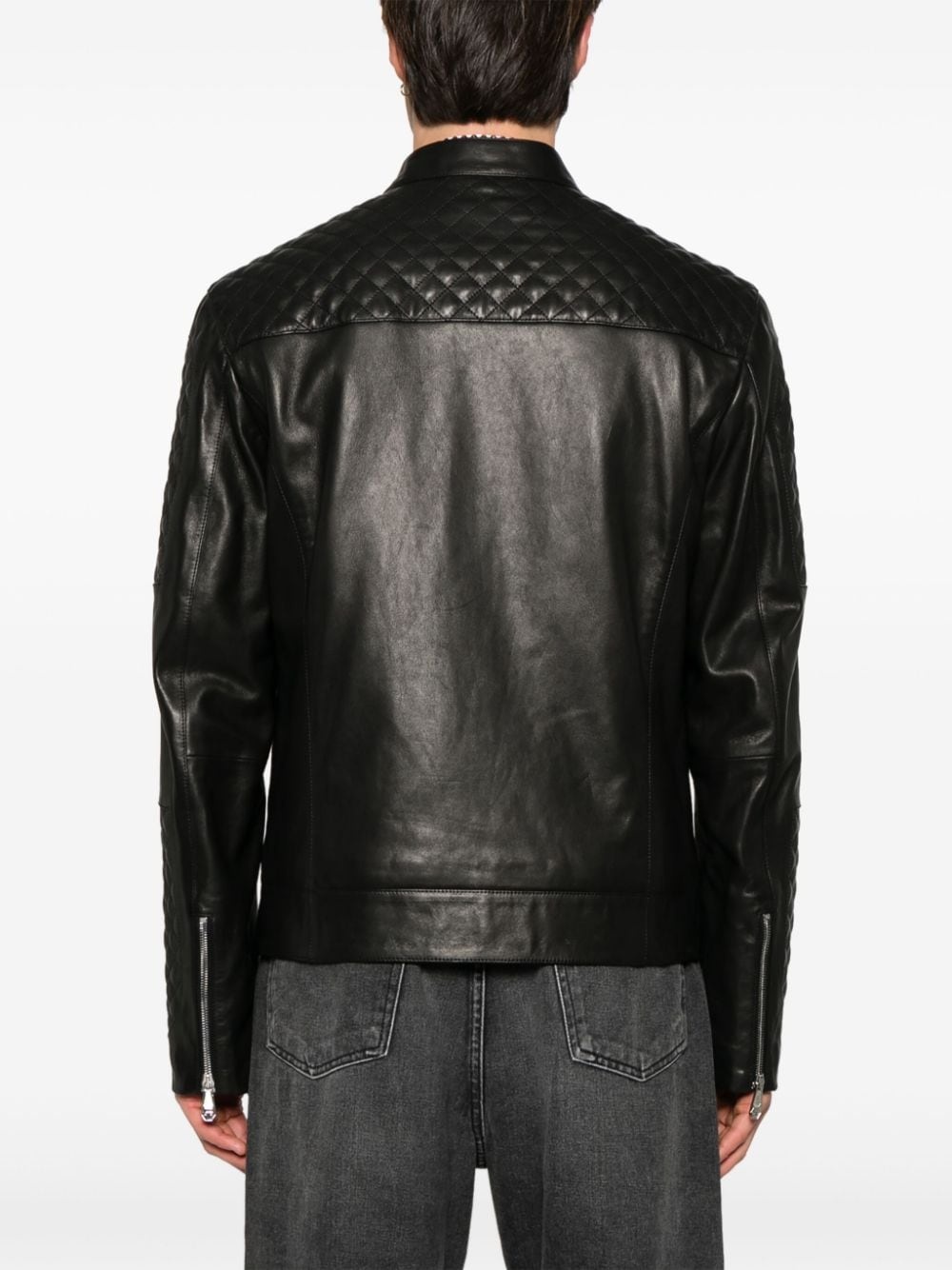 padded leather jacket - 4