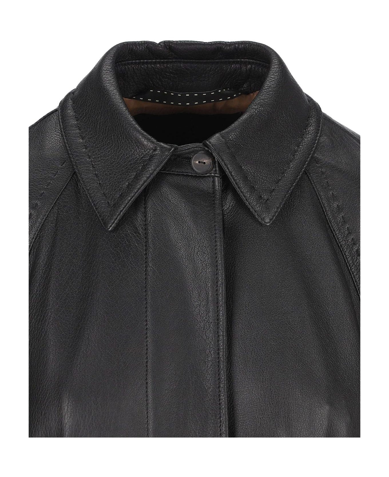 Bellico Belted Leather Trench Coat - 3