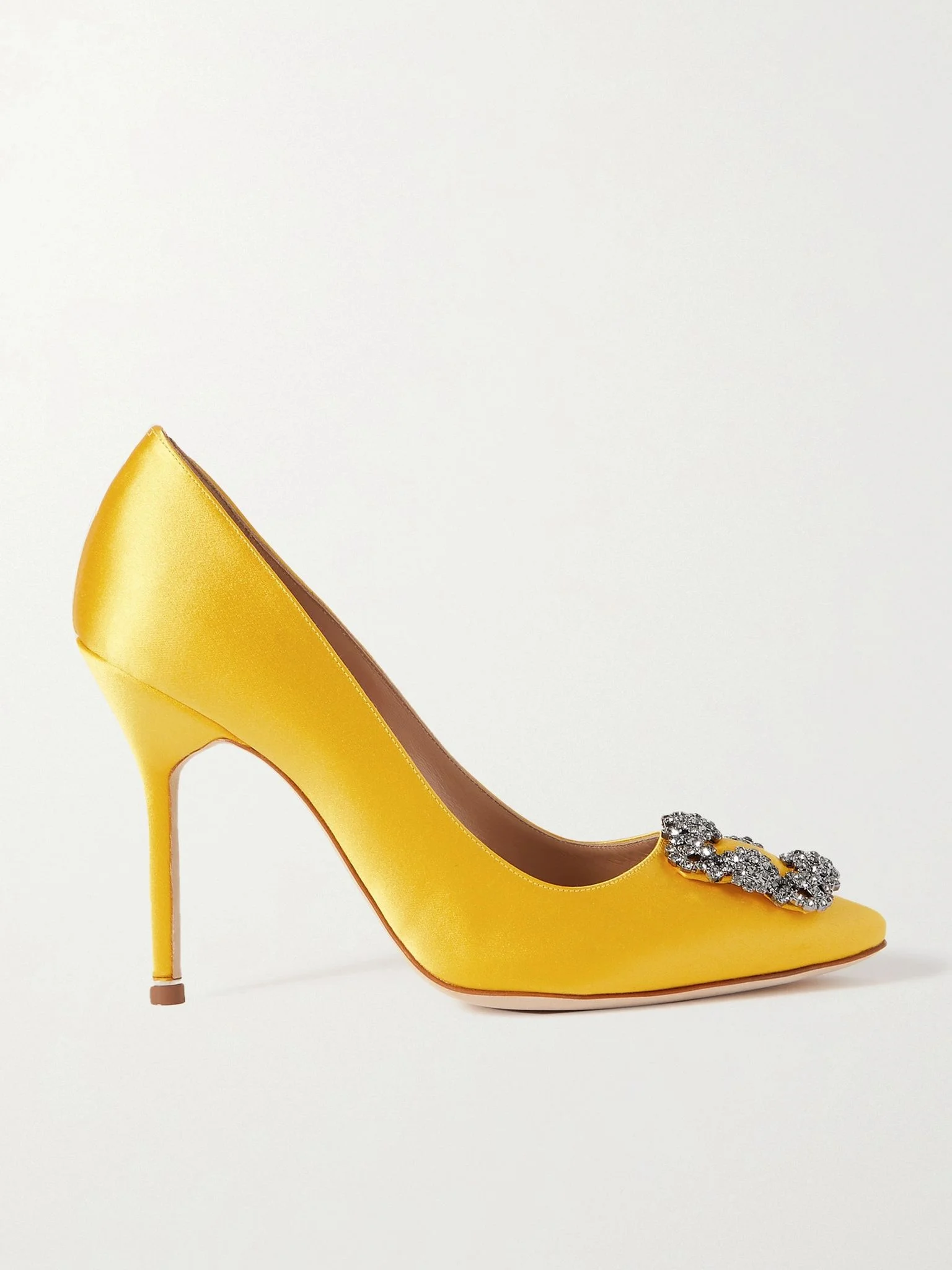 Hangisi 105 crystal-embellished satin pumps Yellow - 1