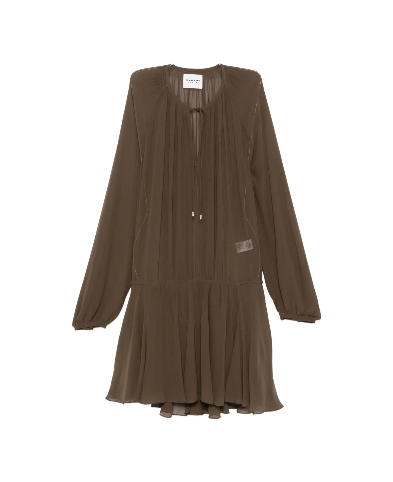 Marant Etoile Brown Dress With Pleated Skirt - 1