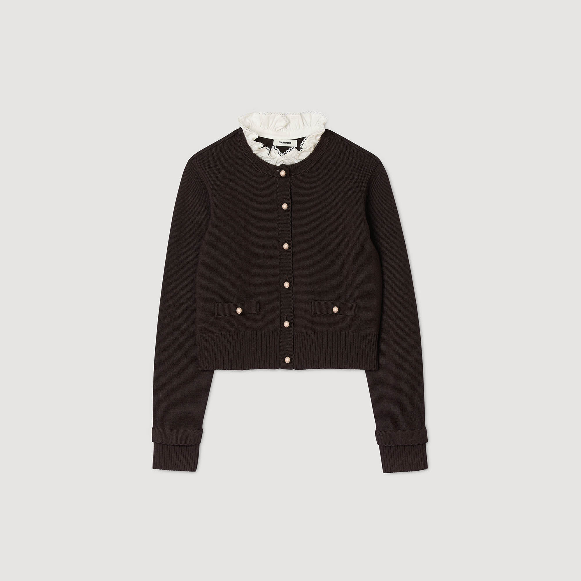 CARDIGAN WITH REMOVABLE RUFFLE COLLAR - 6