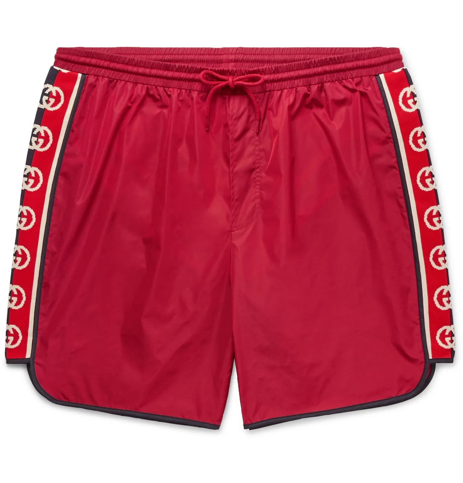 Slim-Fit Mid-Length Logo Webbing-Trimmed Swim Shorts - 1