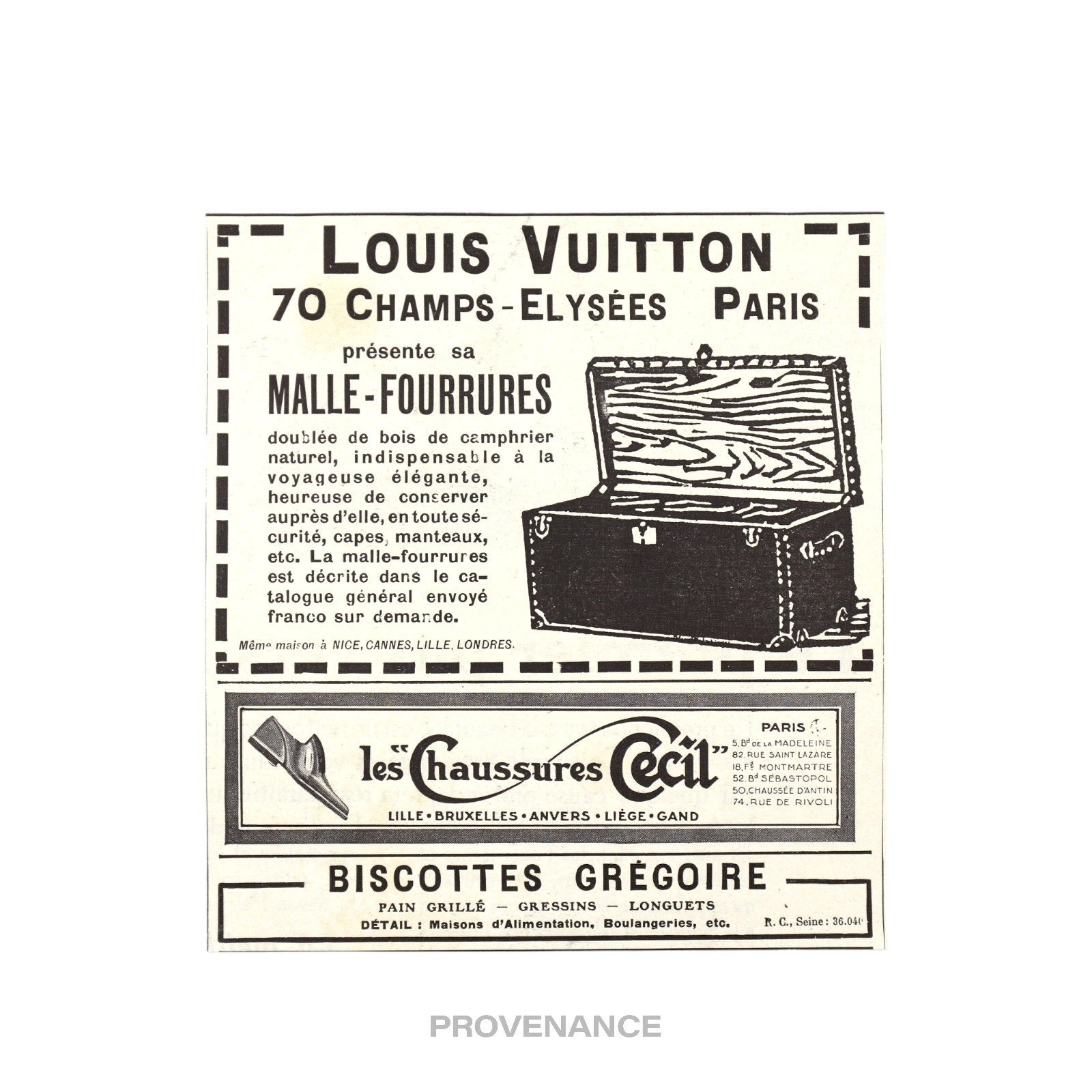 Louis Vuitton Antique Vintage Newsprint Ad - FUR TRUNK - 3