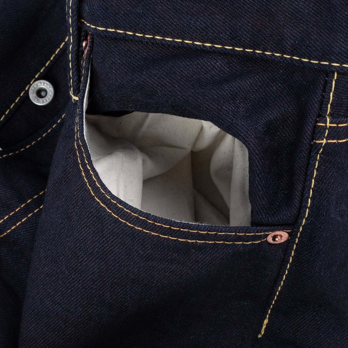 IH-634S-142ib-c 14oz Selvedge Denim Straight Cut Jeans - Indigo/Black - 14