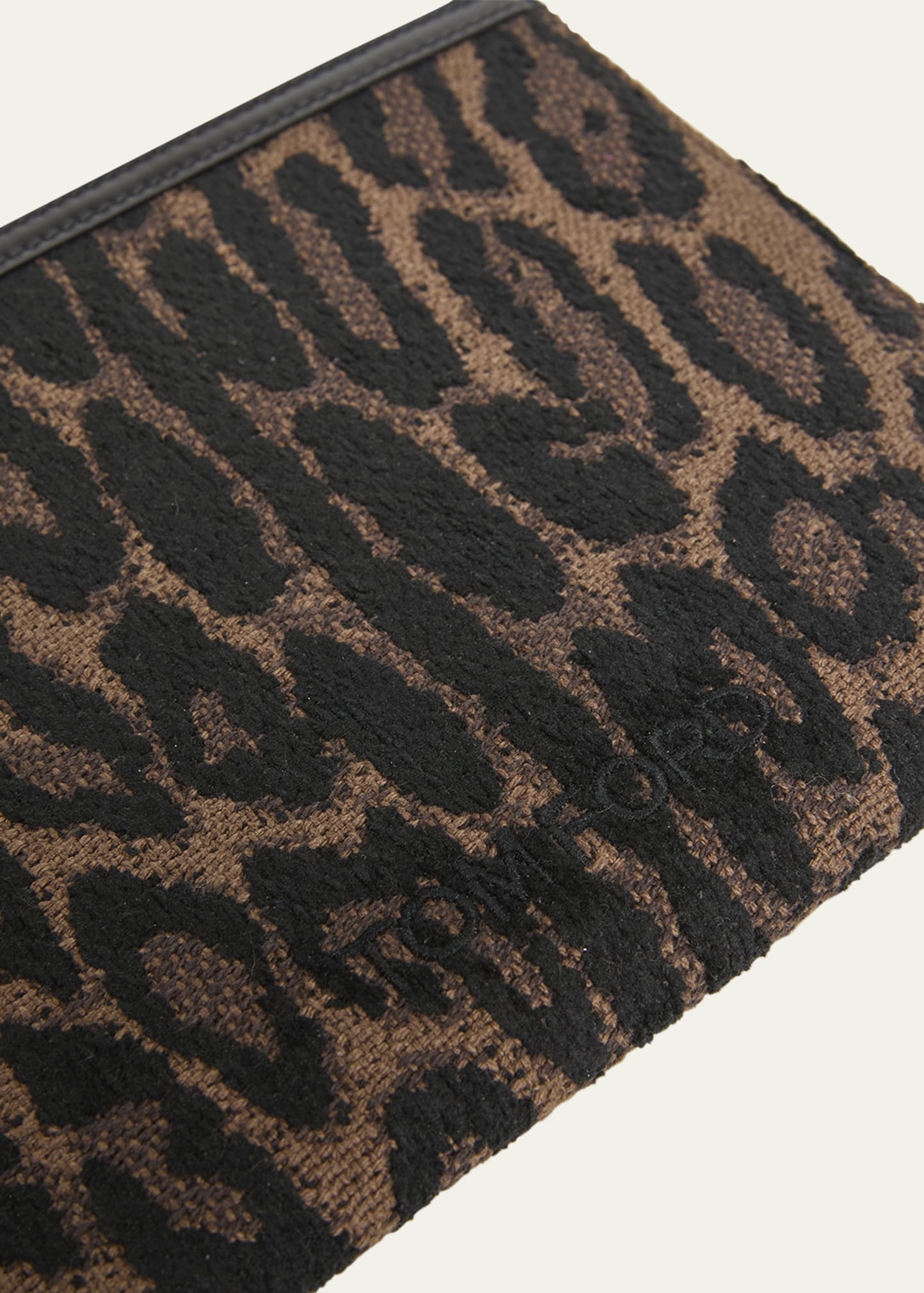 Wristlet Pouch Bag in Jacquard and Calf Leather - 5