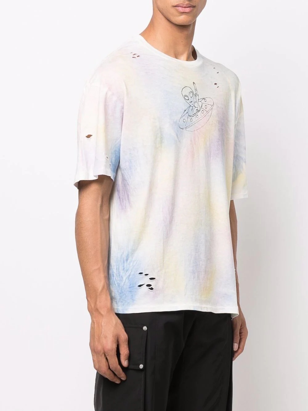 distressed tie dye T-shirt - 4