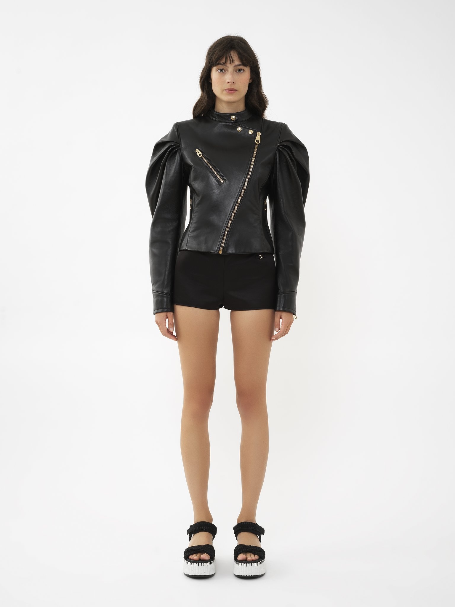 ASYMMETRICAL BIKER LEATHER JACKET - 3